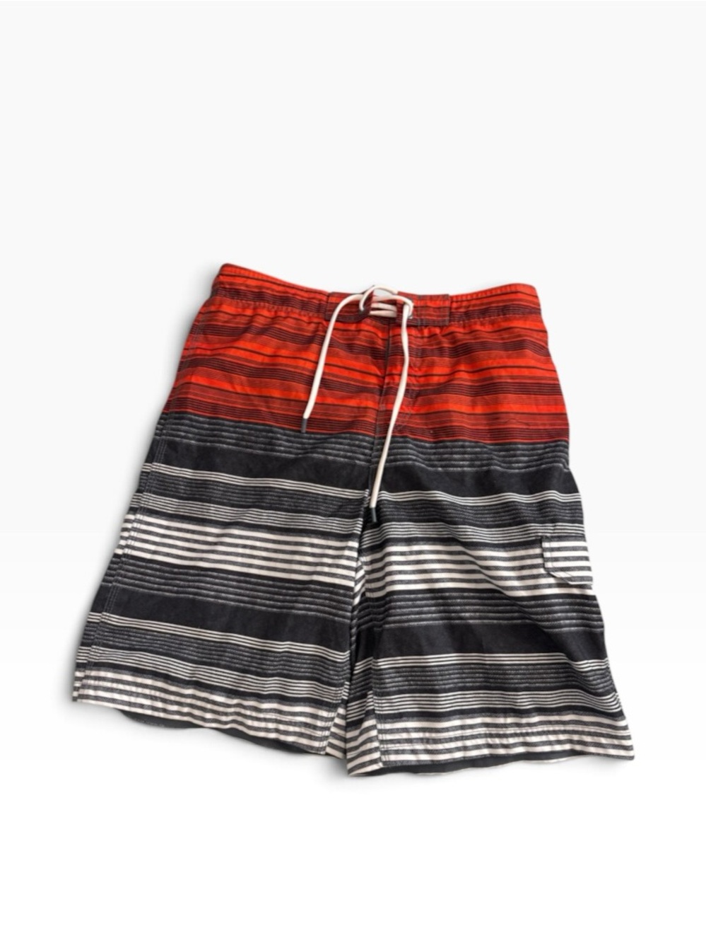 Speedo Red, Black & White Striped Board Shorts - Picture 1 of 5